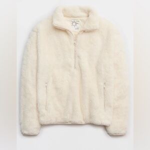 OFFLINE By Aerie Fluffy Sherpa Quarter Zip Sweatshirt Sz XXL